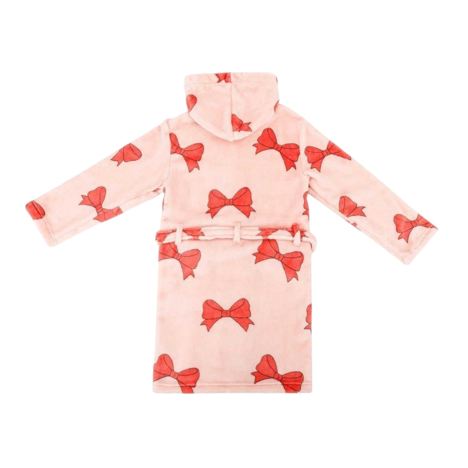 Pink - Back - Star Girls Bow Fleece Robe