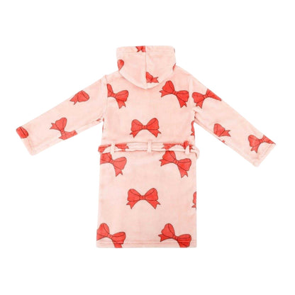 Pink - Back - Star Girls Bow Fleece Robe