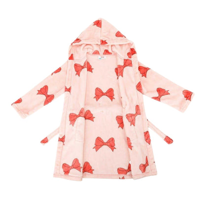 Pink - Side - Star Girls Bow Fleece Robe
