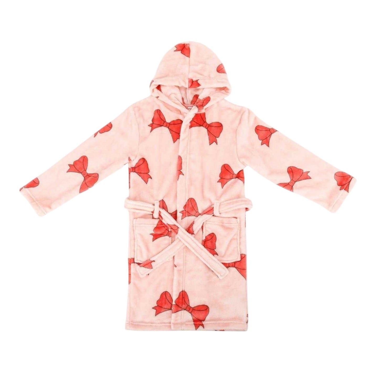 Pink - Front - Star Girls Bow Fleece Robe