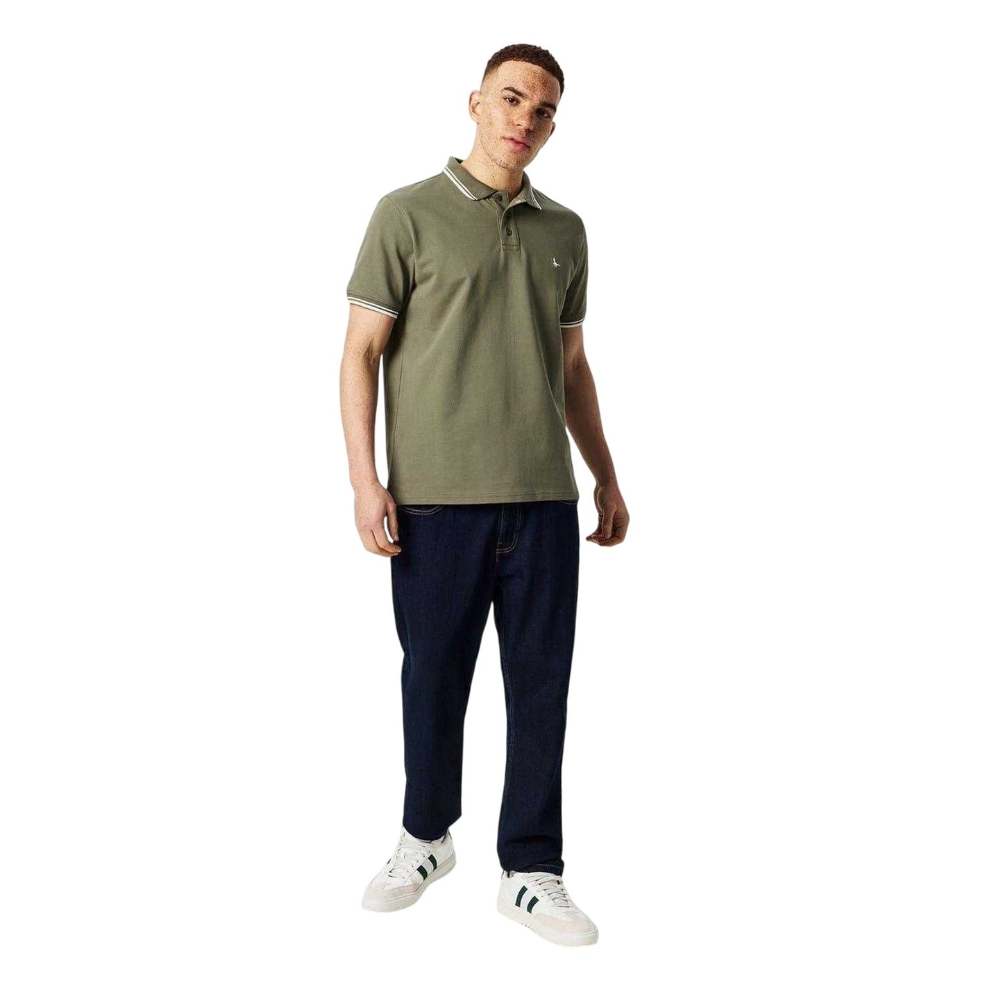 Olive - Side - Jack Wills Mens Edgeware Tipped Polo Shirt