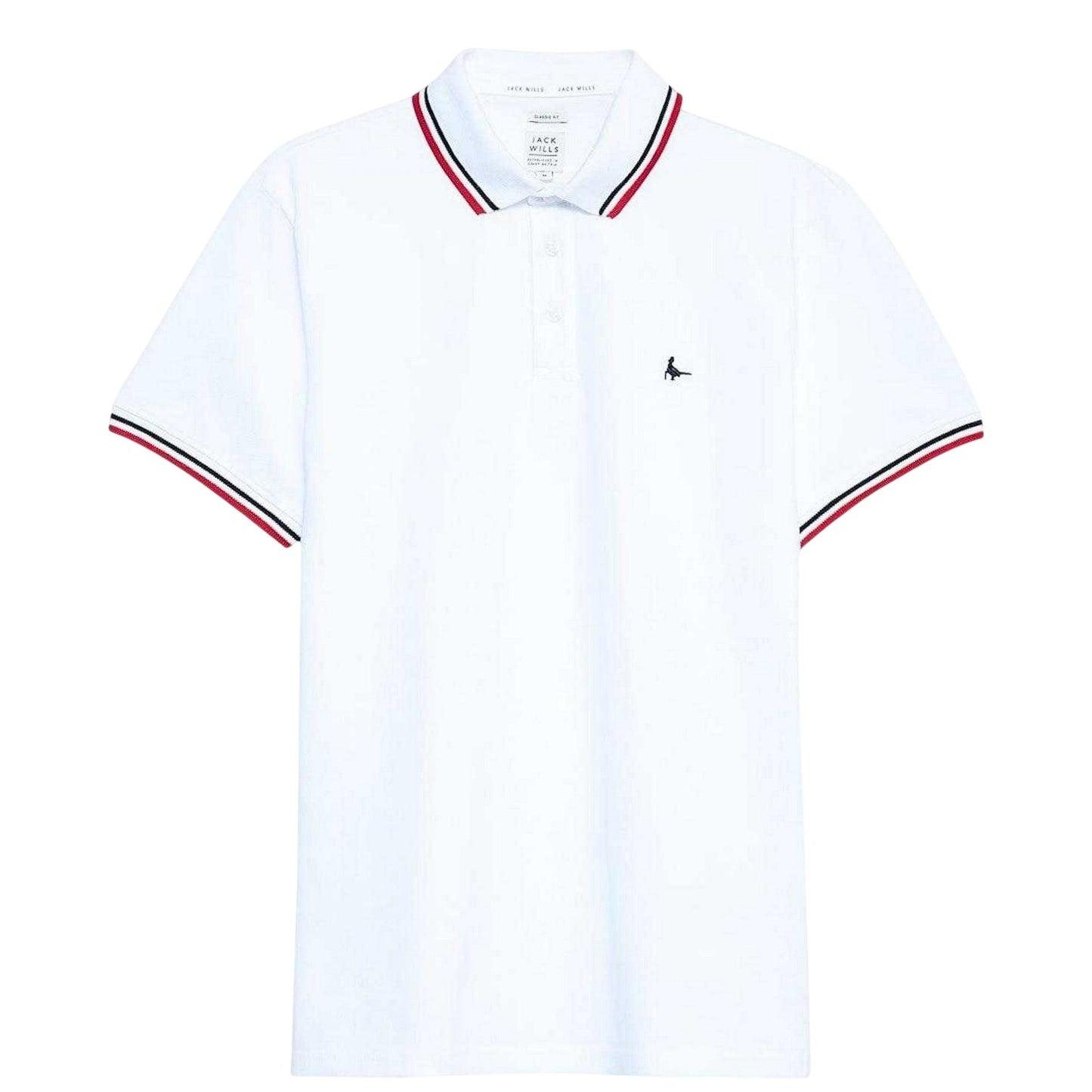 White - Front - Jack Wills Mens Edgeware Tipped Polo Shirt
