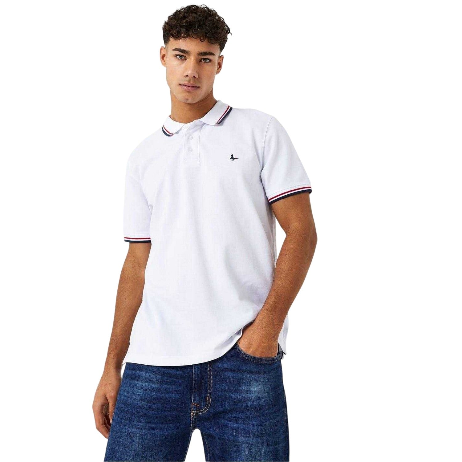 White - Side - Jack Wills Mens Edgeware Tipped Polo Shirt