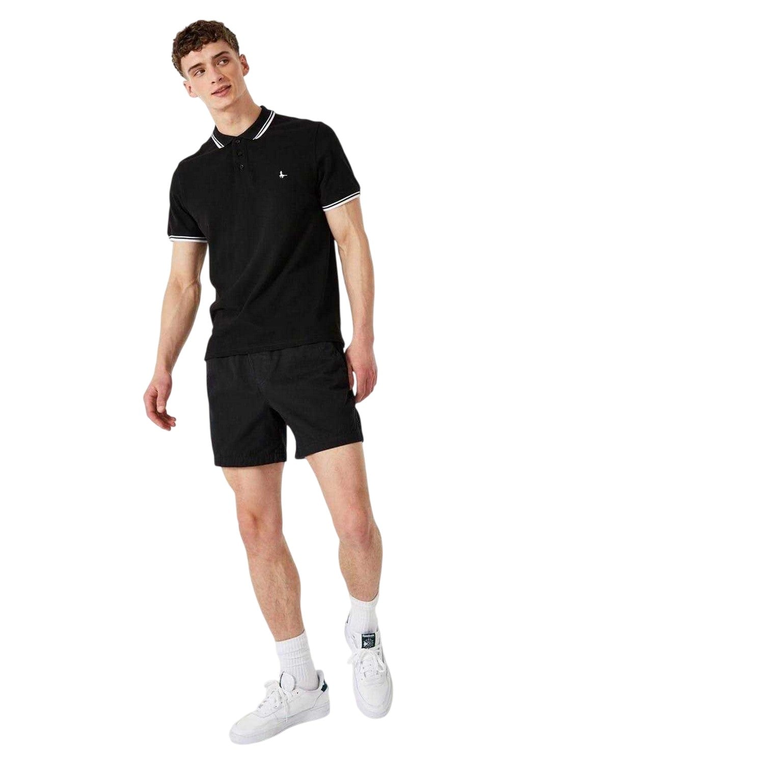 Black - Side - Jack Wills Mens Edgeware Tipped Polo Shirt
