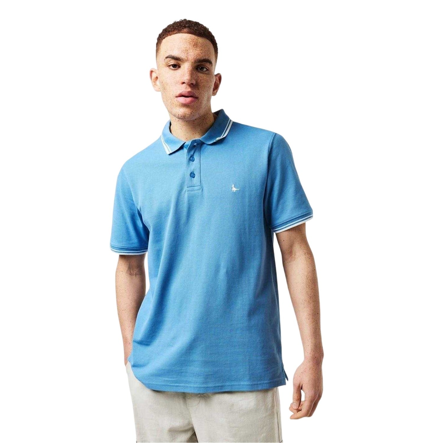 Harbour Blue - Side - Jack Wills Mens Edgeware Tipped Polo Shirt