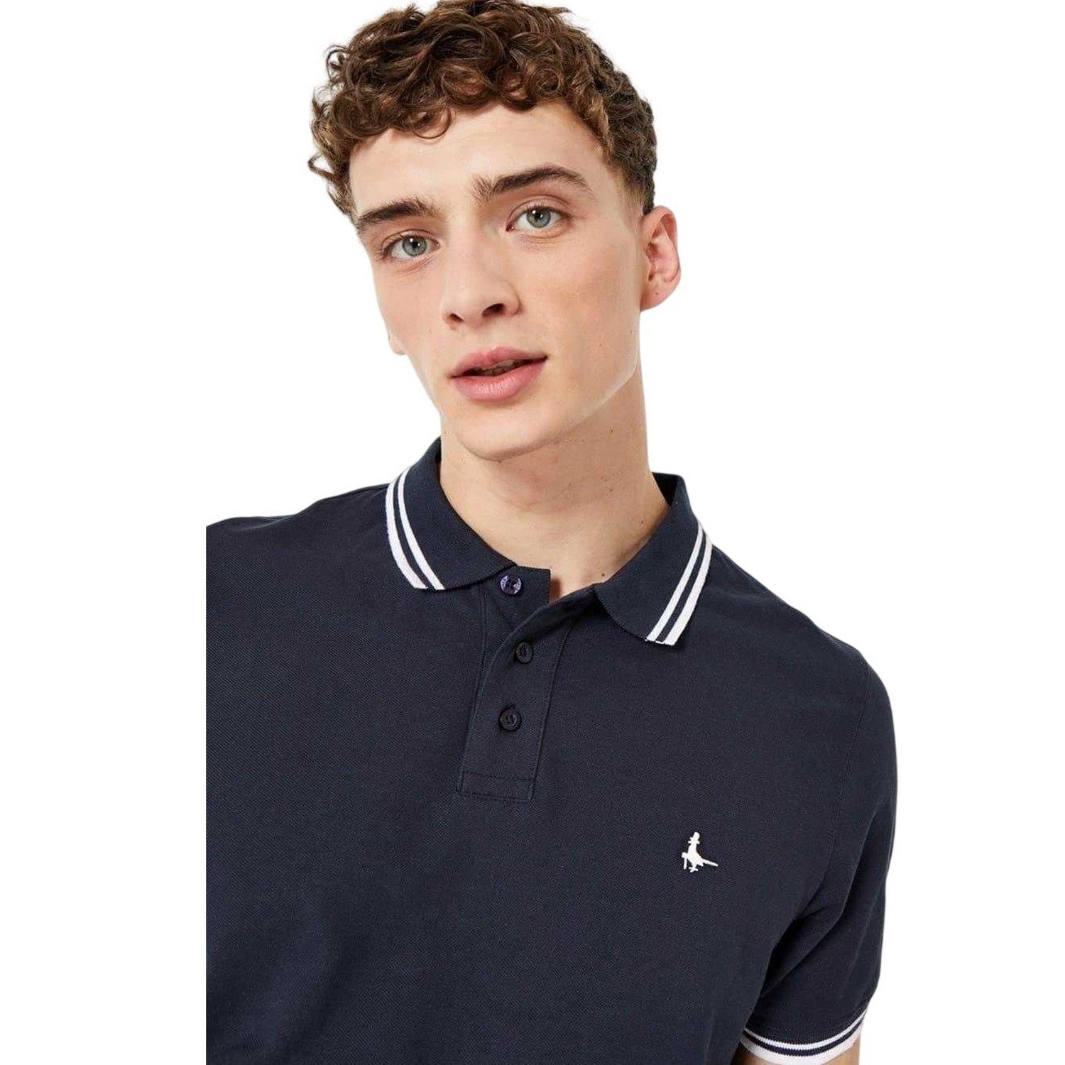 Navy - Side - Jack Wills Mens Edgeware Tipped Polo Shirt