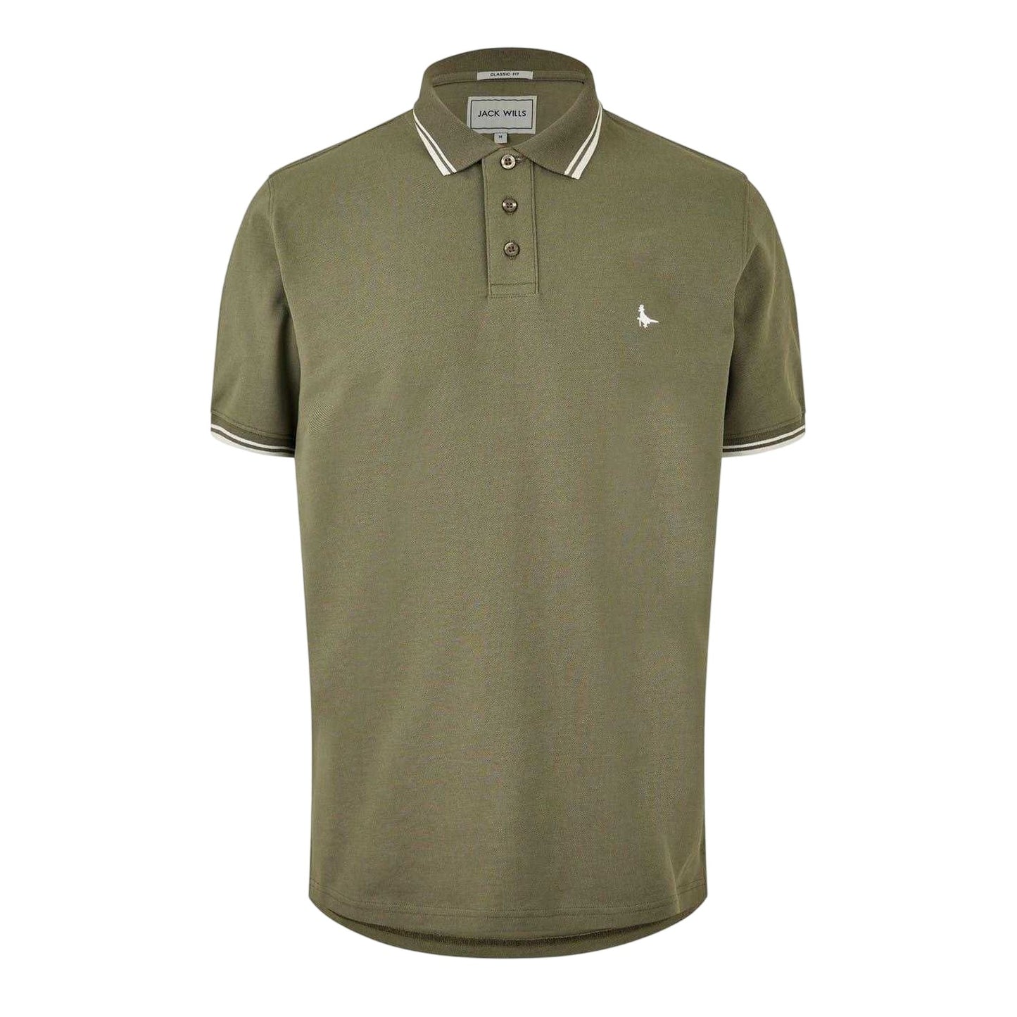 Olive - Front - Jack Wills Mens Edgeware Tipped Polo Shirt