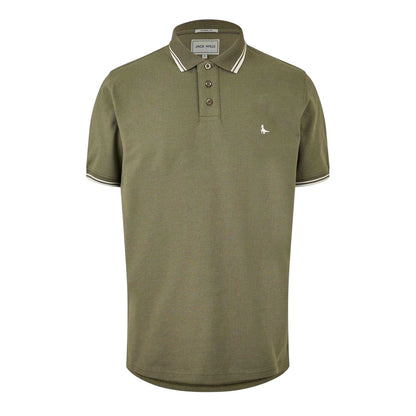 Olive - Front - Jack Wills Mens Edgeware Tipped Polo Shirt