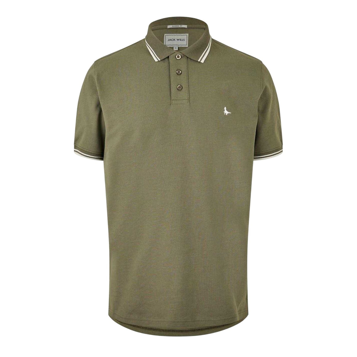 Olive - Front - Jack Wills Mens Edgeware Tipped Polo Shirt