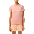 Pink - Side - Lacoste Womens-Ladies Organic Cotton Jersey Slim T-Shirt