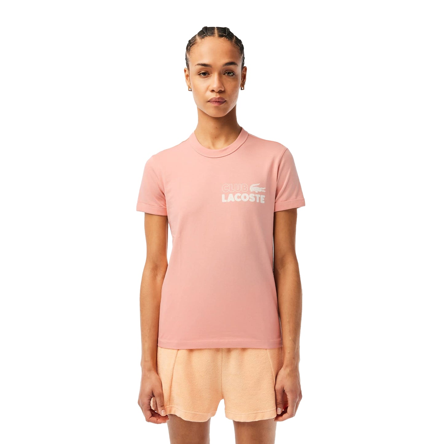 Pink - Lifestyle - Lacoste Womens-Ladies Organic Cotton Jersey Slim T-Shirt