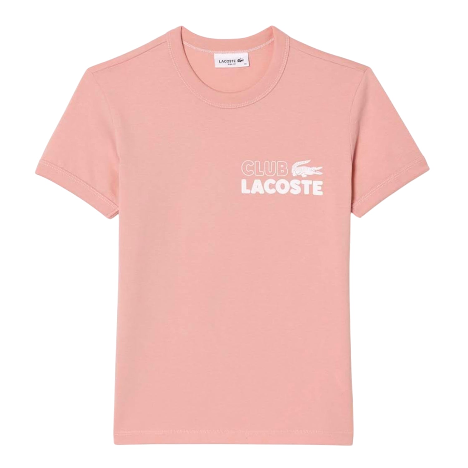 Pink - Front - Lacoste Womens-Ladies Organic Cotton Jersey Slim T-Shirt