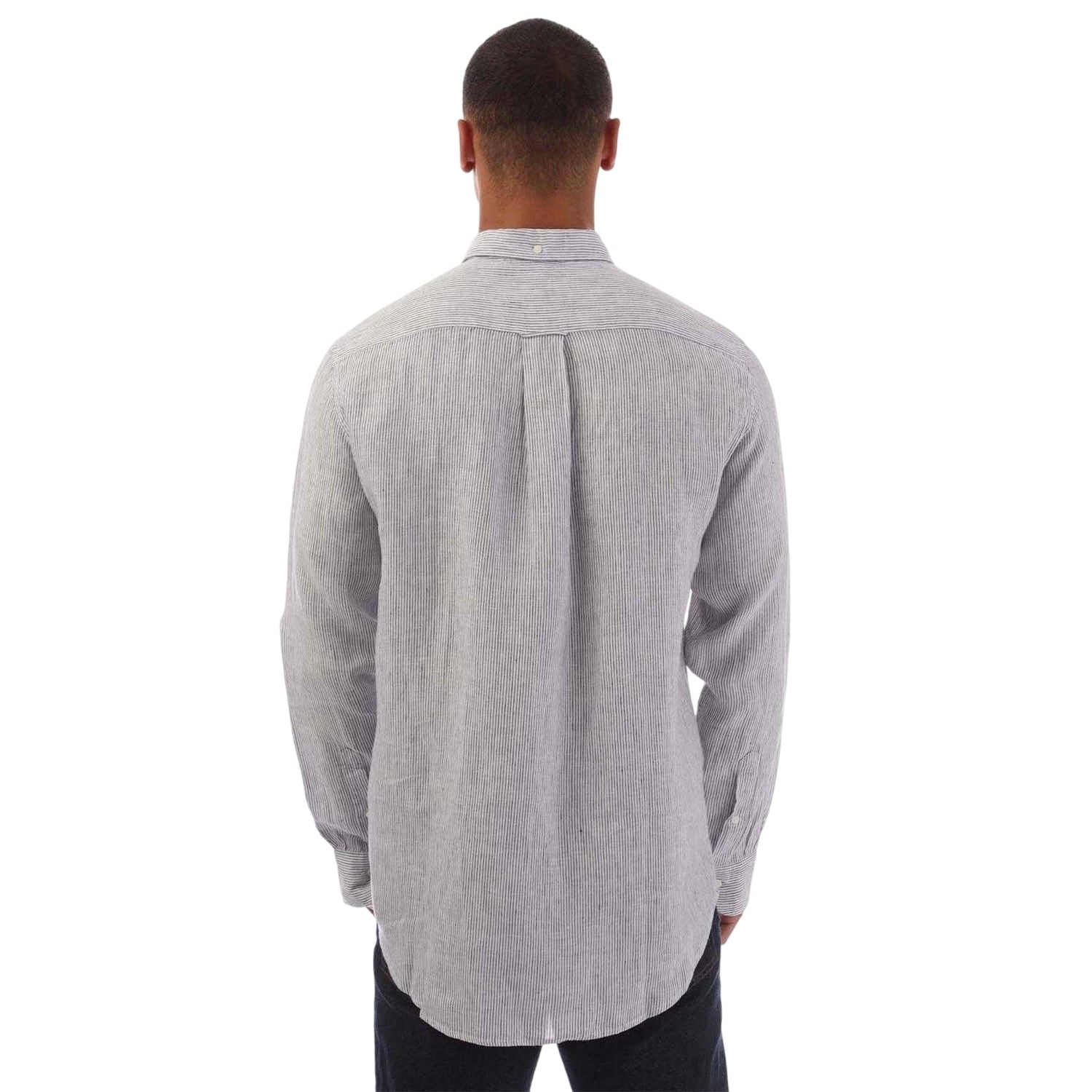 White - Back - Gant Mens Pinstripe Linen Regular Shirt
