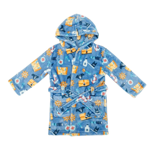 Multicoloured - Front - Star Baby Boys Pirate Fleece Hooded Robe