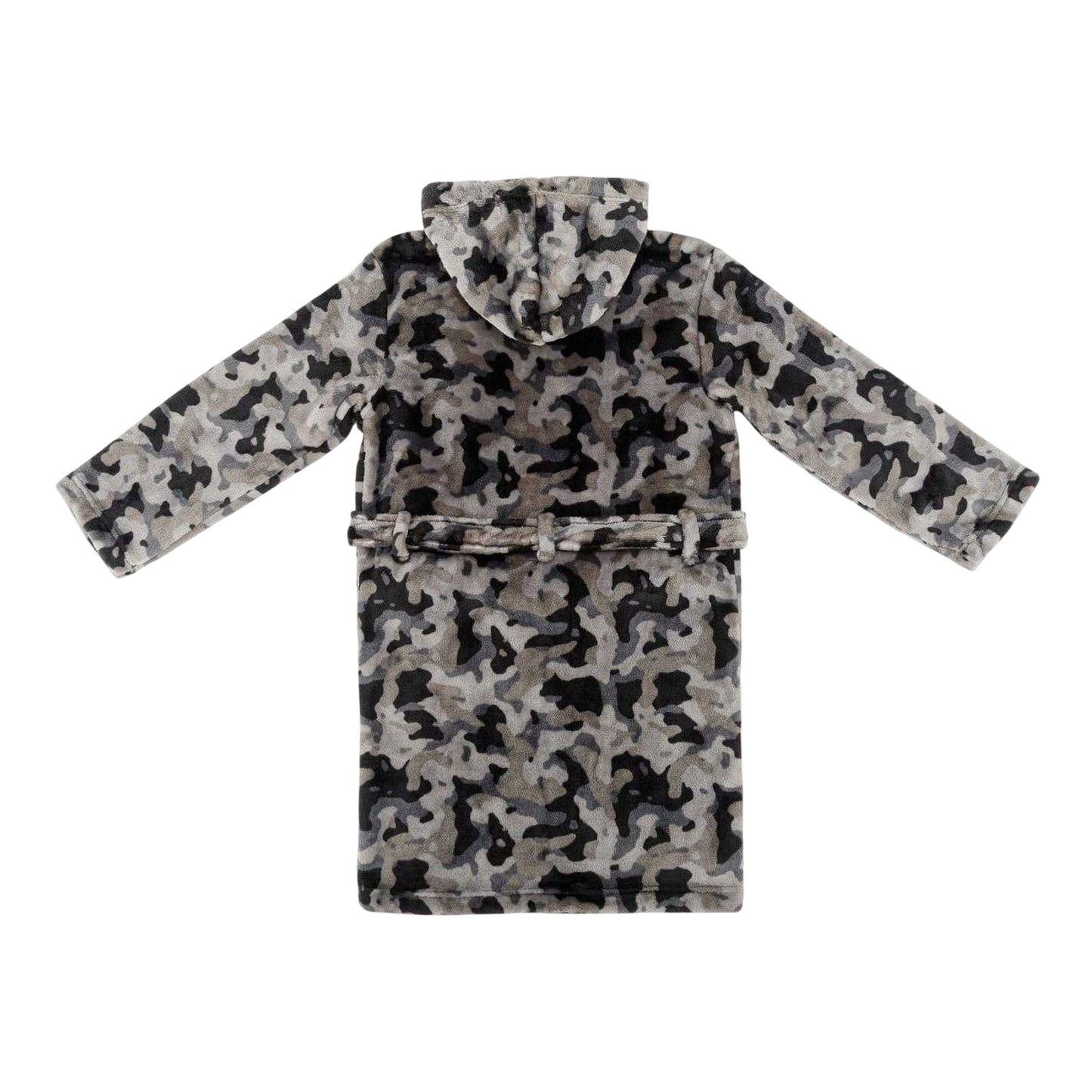 Grey-Black - Back - Star Boys Camo Fleece Hooded Robe