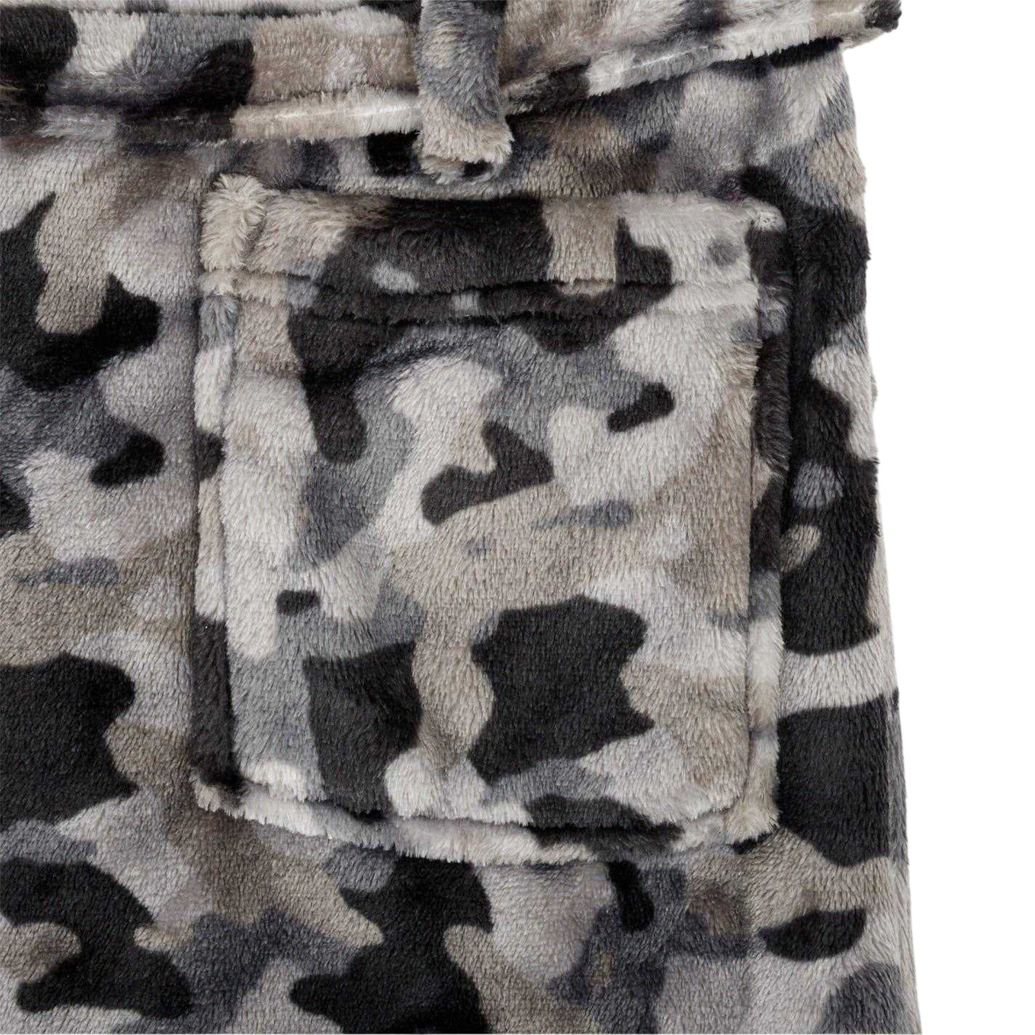 Grey-Black - Lifestyle - Star Boys Camo Fleece Hooded Robe