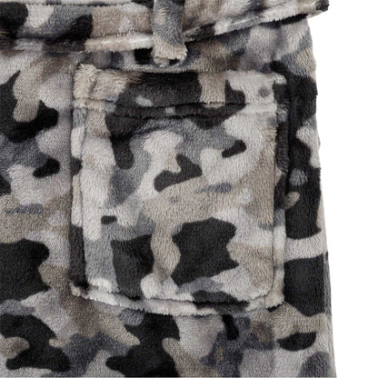 Grey-Black - Lifestyle - Star Boys Camo Fleece Hooded Robe