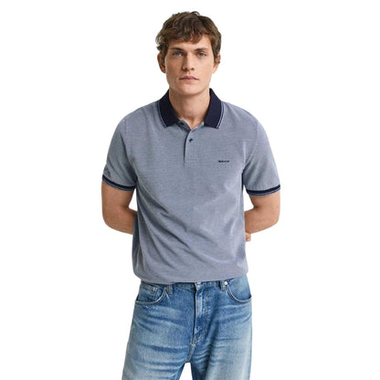 Navy - Front - Gant Mens Oxford Regular Polo Shirt