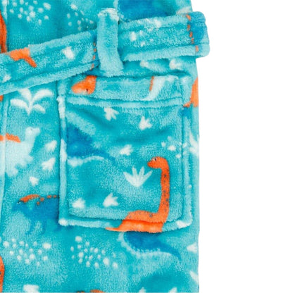 Green - Lifestyle - Star Baby Boys Dinosaur Fleece Hooded Robe