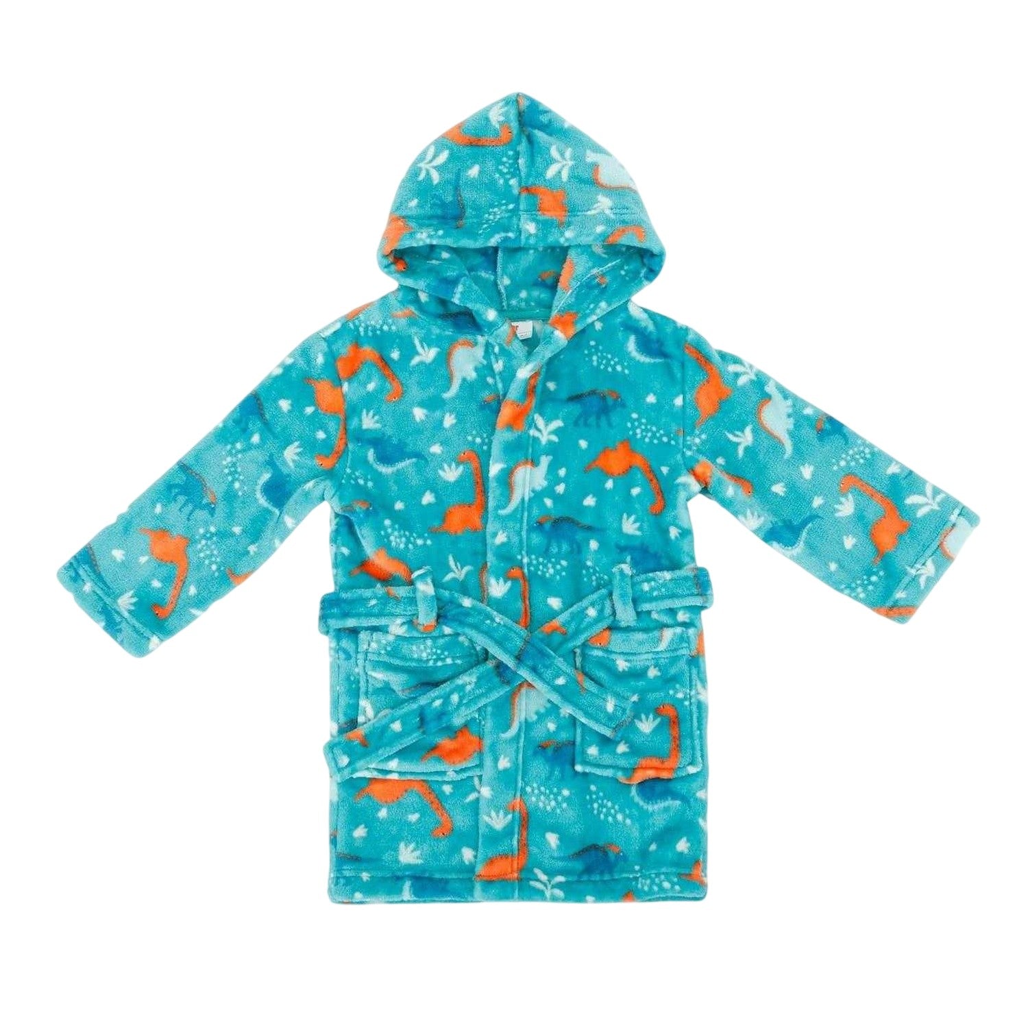 Green - Front - Star Baby Boys Dinosaur Fleece Hooded Robe