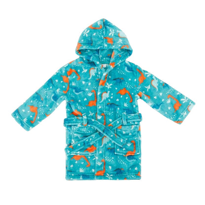 Green - Front - Star Baby Boys Dinosaur Fleece Hooded Robe