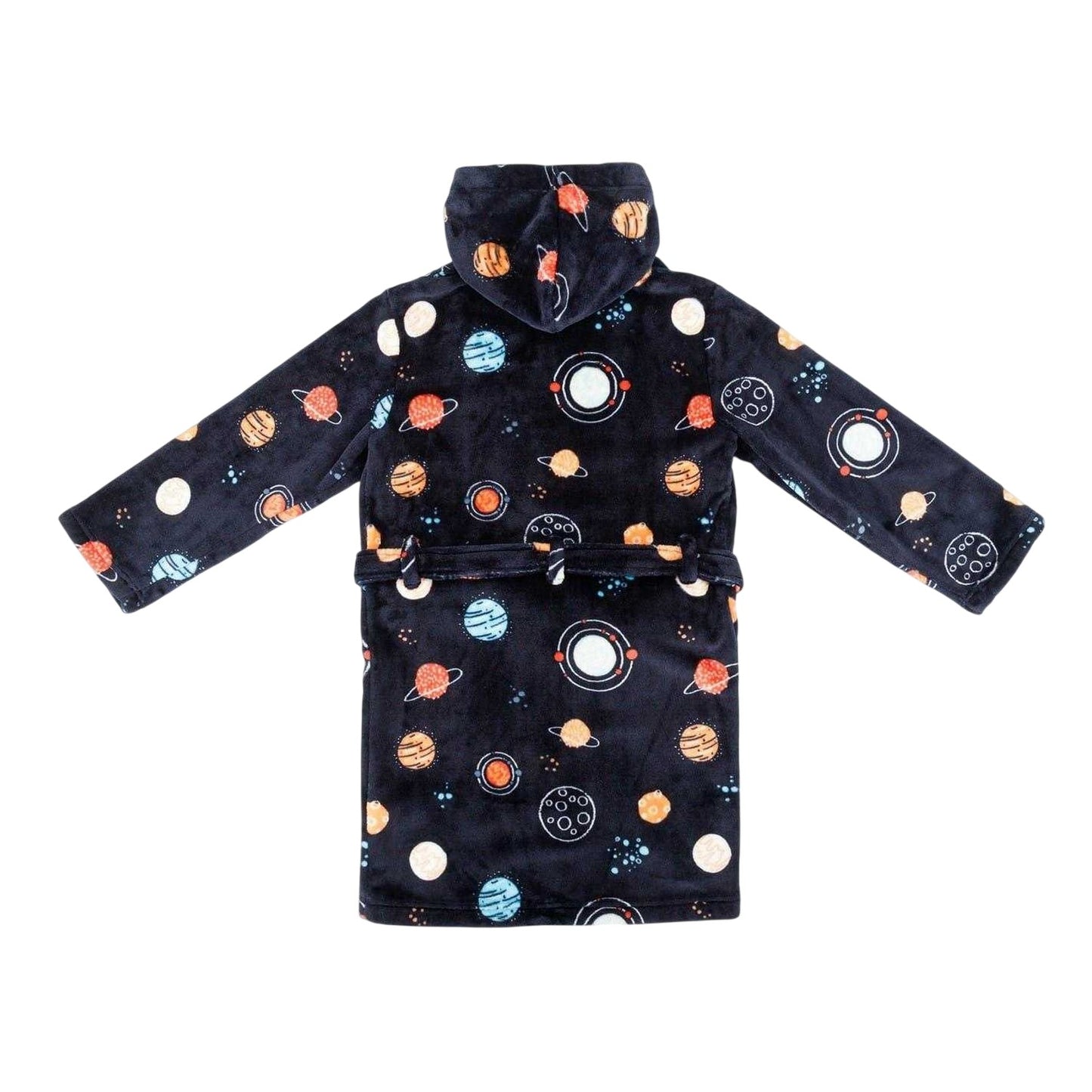 Black-Multicoloured - Back - Star Boys Space Fleece Hooded Robe