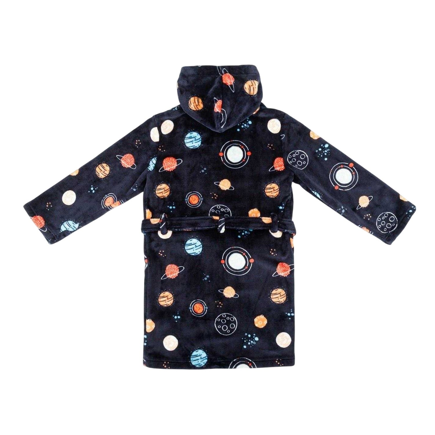 Black-Multicoloured - Back - Star Boys Space Fleece Hooded Robe