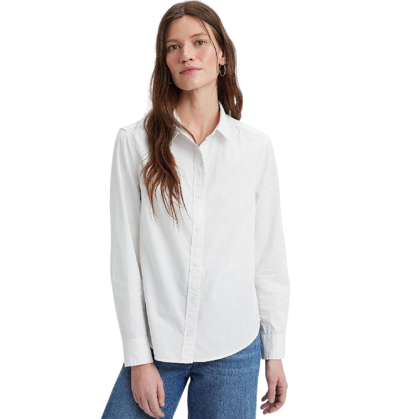 Bright White - Side - Levis Womens-Ladies Collared Regular Long-Sleeved Shirt