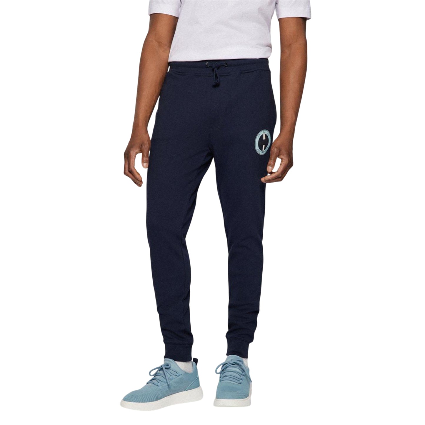 Dark Blue - Side - Boss Mens Javan Tracksuit Bottoms