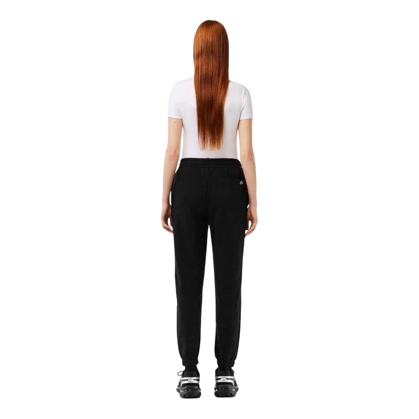 Black - Back - Lacoste Womens-Ladies Loungewear Fleece Relaxed Fit Joggers