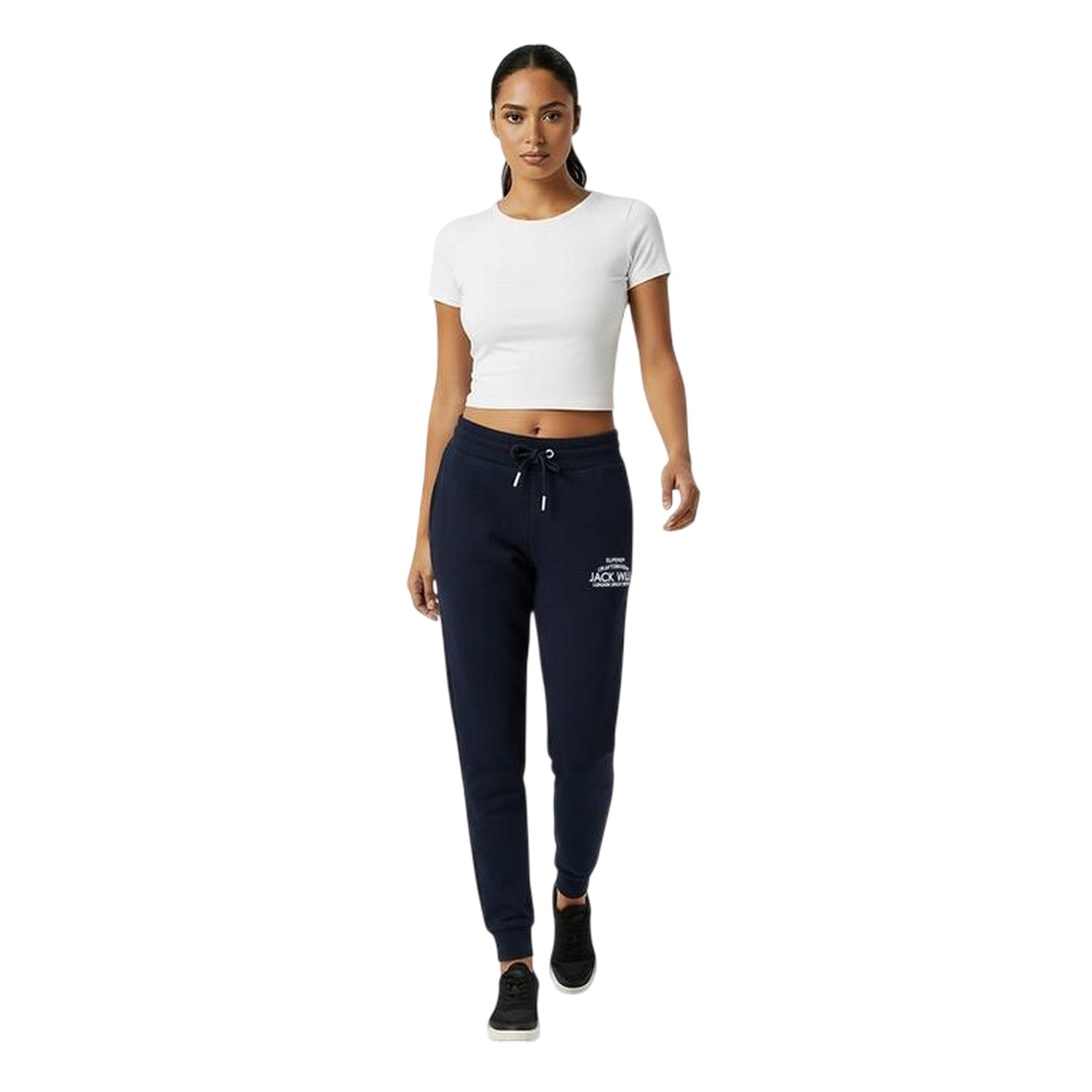 Navy - Side - Jack Wills Womens-Ladies Hunston Polycotton Joggers
