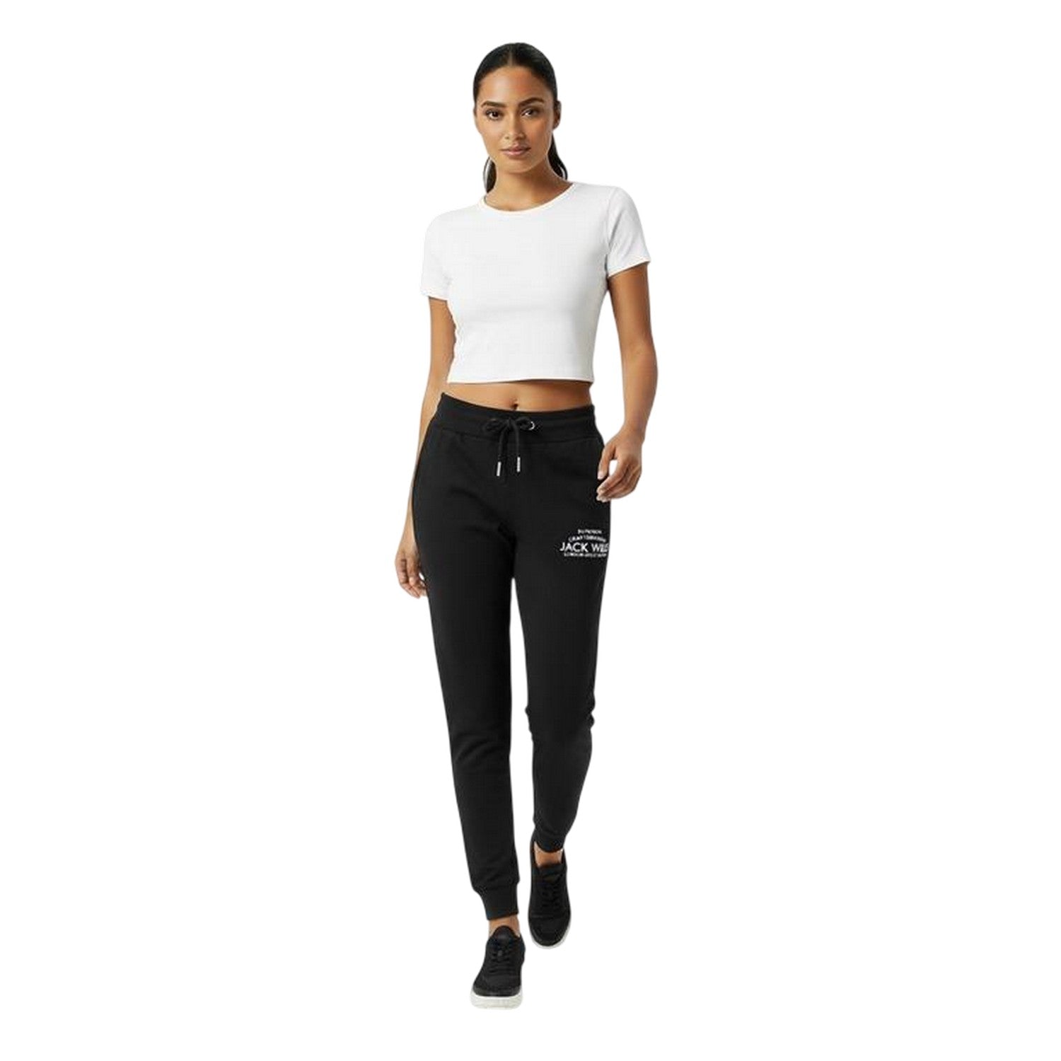 Black - Side - Jack Wills Womens-Ladies Hunston Polycotton Joggers