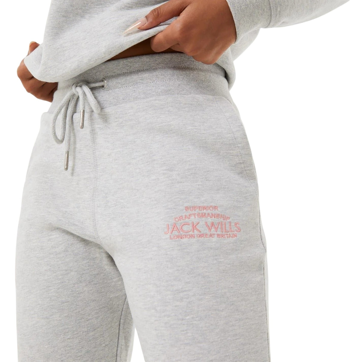 Grey Marl - Side - Jack Wills Womens-Ladies Hunston Polycotton Joggers