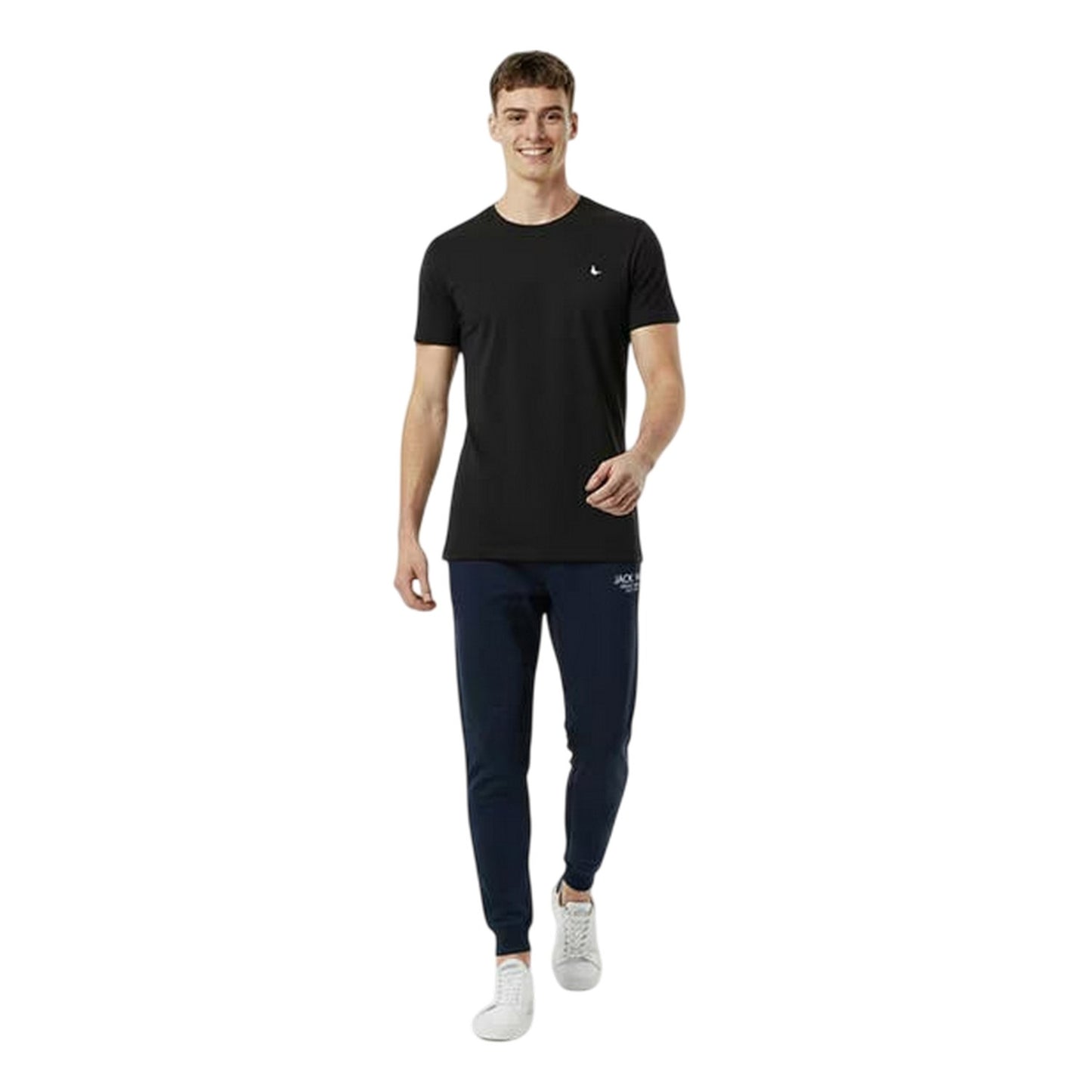 Navy - Side - Jack Wills Mens Haydor Cotton Logo Joggers