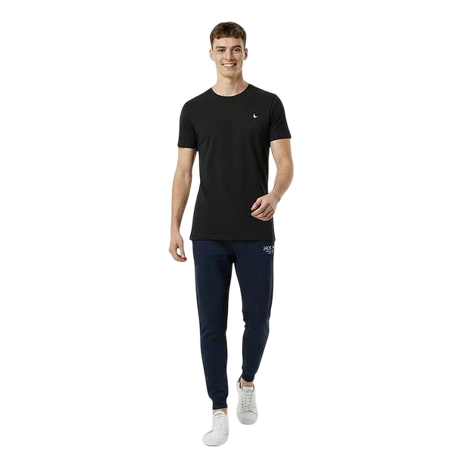 Navy - Side - Jack Wills Mens Haydor Cotton Logo Joggers