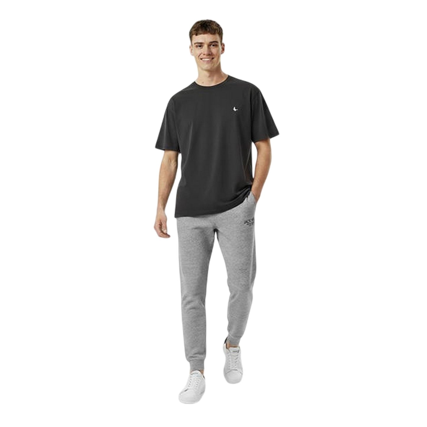Grey Marl Marl - Side - Jack Wills Mens Haydor Cotton Logo Joggers
