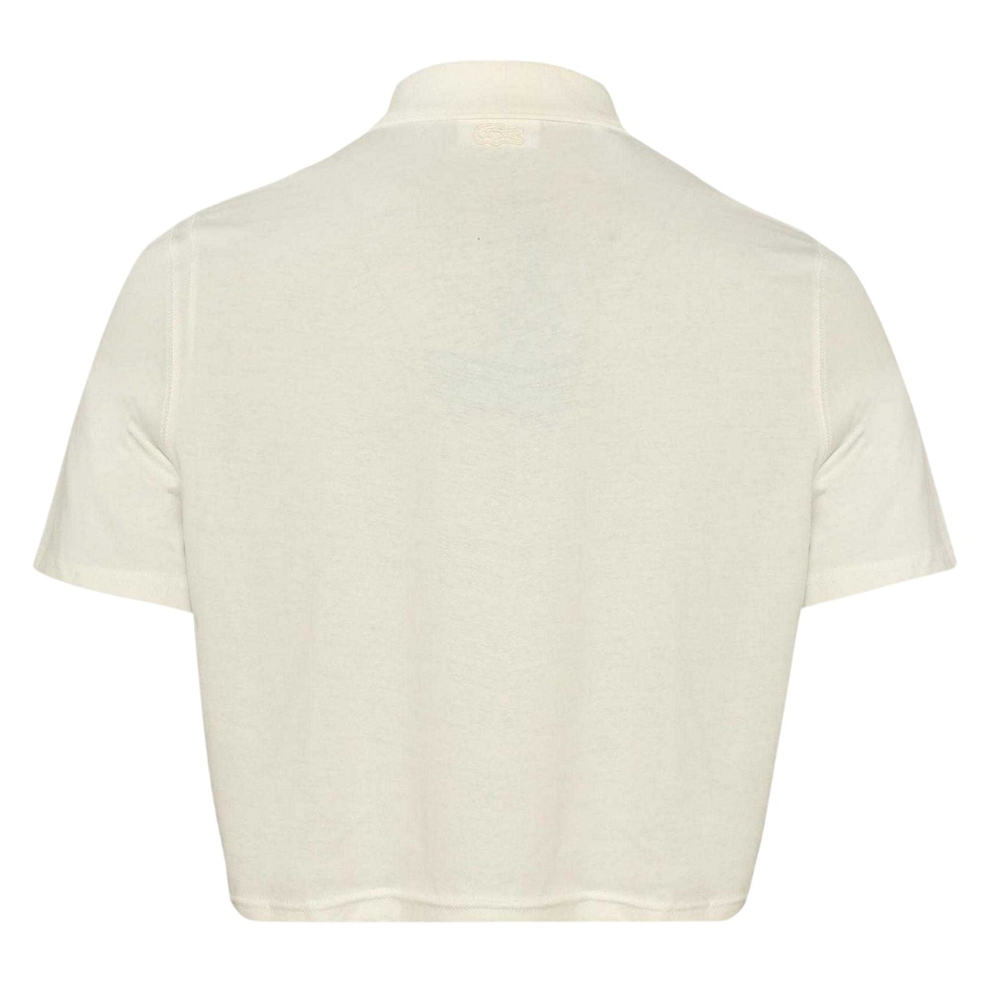 White - Back - Lacoste Womens-Ladies Lettering Cropped Polo Shirt