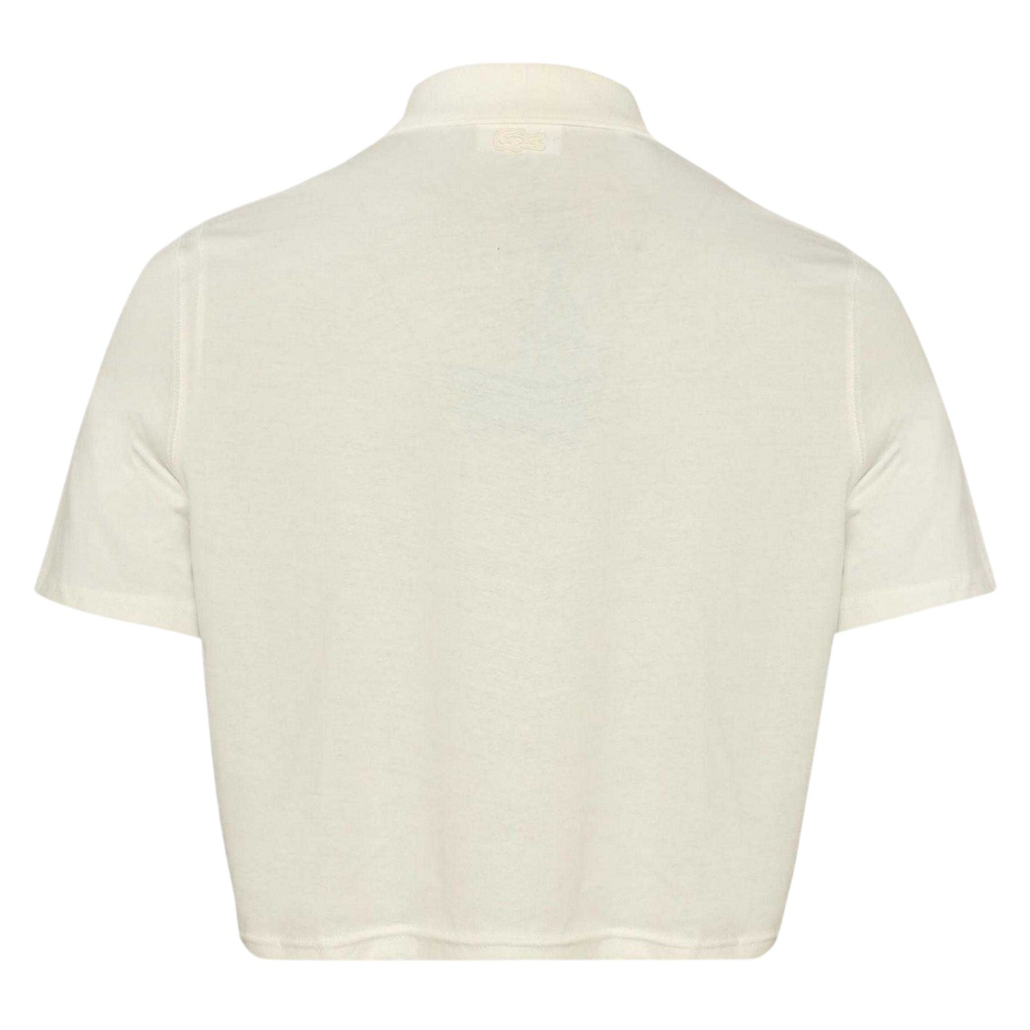 White - Back - Lacoste Womens-Ladies Lettering Cropped Polo Shirt