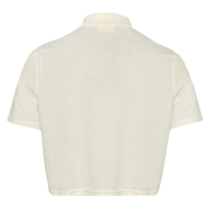 White - Back - Lacoste Womens-Ladies Lettering Cropped Polo Shirt