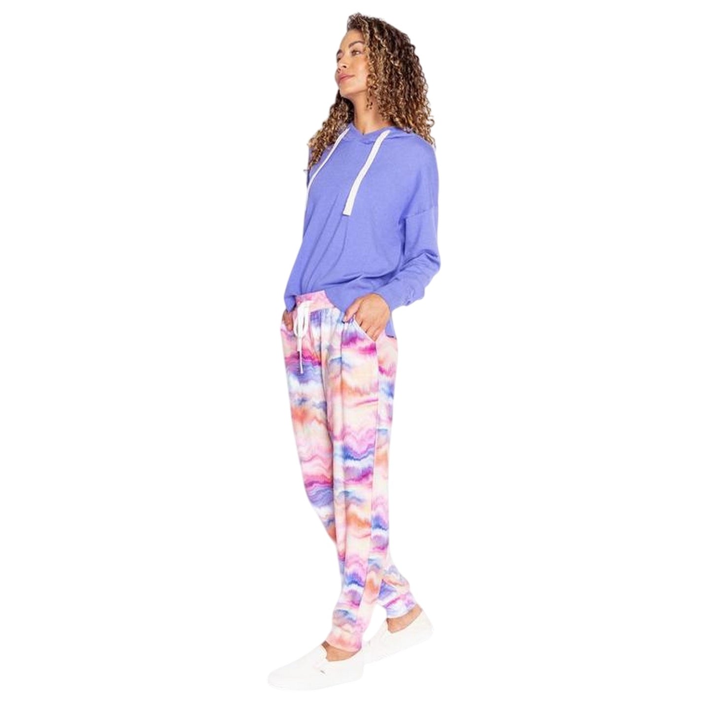 Peach-Tie Dye Swirl - Back - PJ Salvage Womens-Ladies Tie Dye Jogging Bottoms