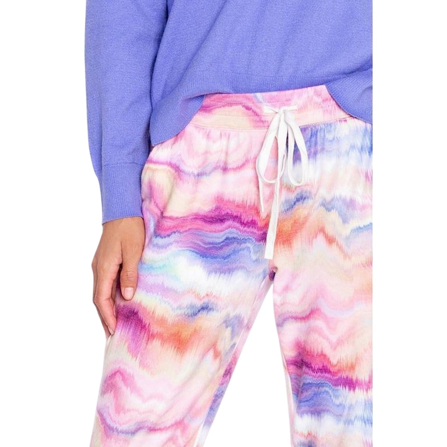 Peach-Tie Dye Swirl - Side - PJ Salvage Womens-Ladies Tie Dye Jogging Bottoms