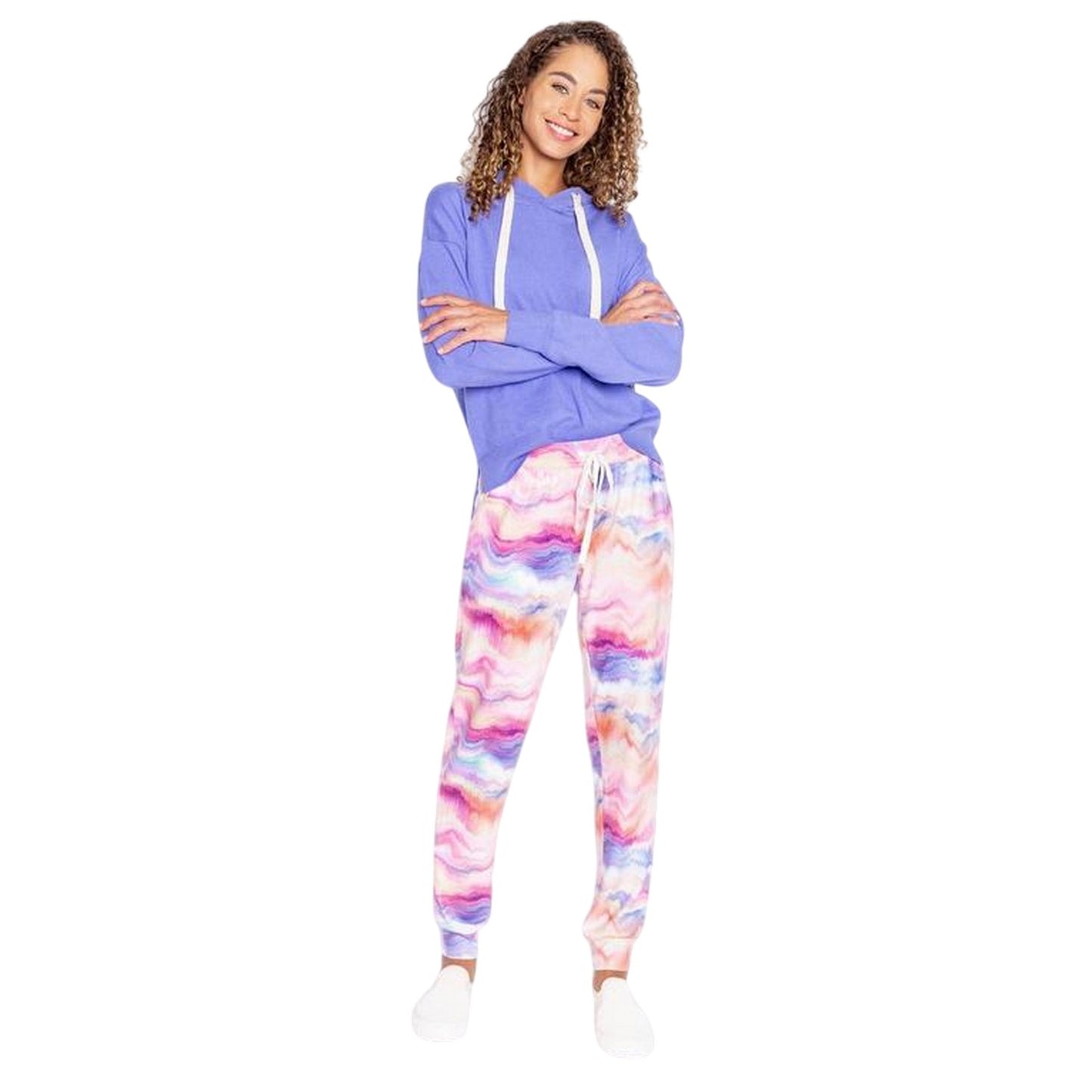 Peach-Tie Dye Swirl - Lifestyle - PJ Salvage Womens-Ladies Tie Dye Jogging Bottoms