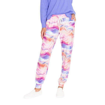 Peach-Tie Dye Swirl - Front - PJ Salvage Womens-Ladies Tie Dye Jogging Bottoms