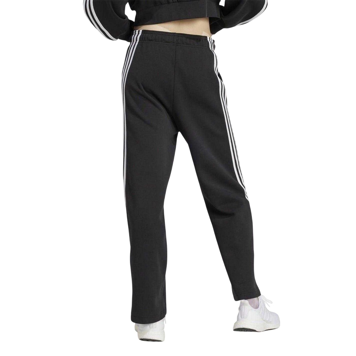 Black-White - Back - Adidas Womens-Ladies Future Icons Cotton Blend 3 Stripes Joggers