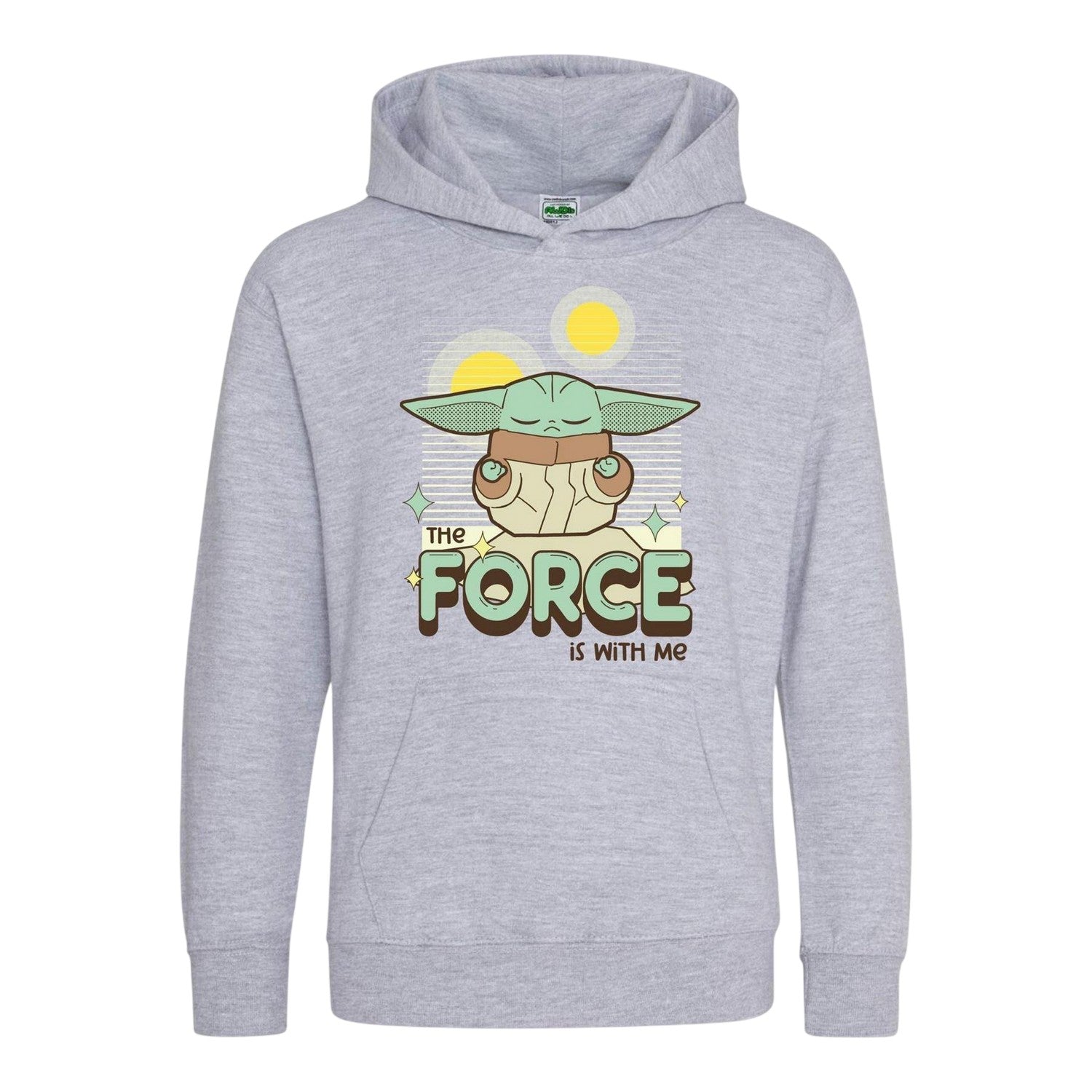 Grey - Front - Star Wars Childrens-Kids The Force Is With Me Grogu Hoodie