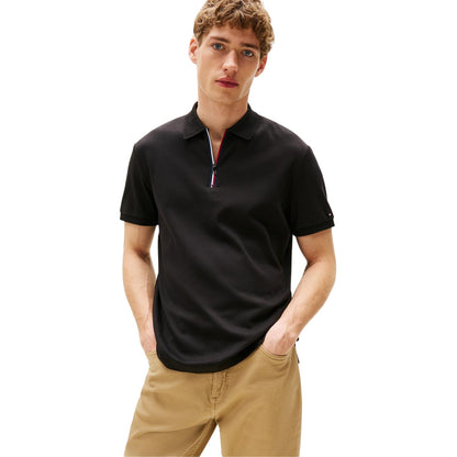 Black - Side - Tommy Hilfiger Mens Quarter Zip Polo Shirt