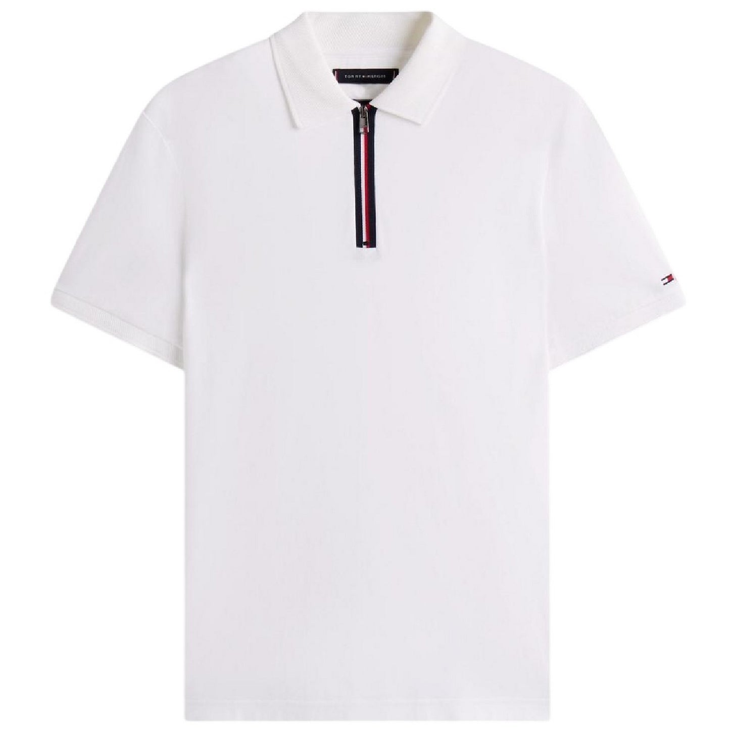 White - Front - Tommy Hilfiger Mens Quarter Zip Polo Shirt