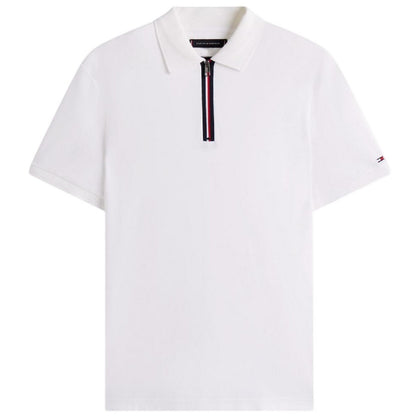 White - Front - Tommy Hilfiger Mens Quarter Zip Polo Shirt