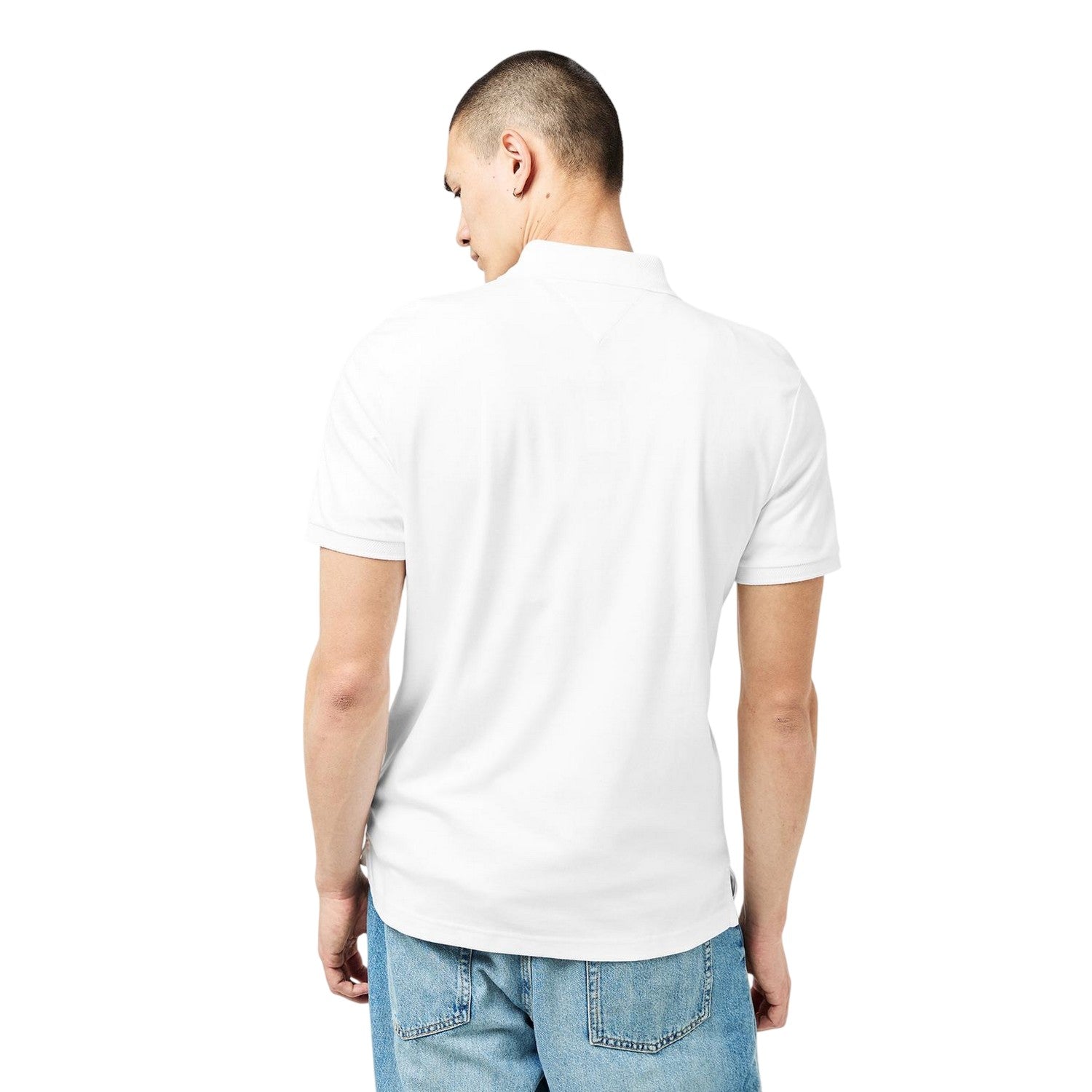 White - Back - Tommy Hilfiger Mens Quarter Zip Polo Shirt