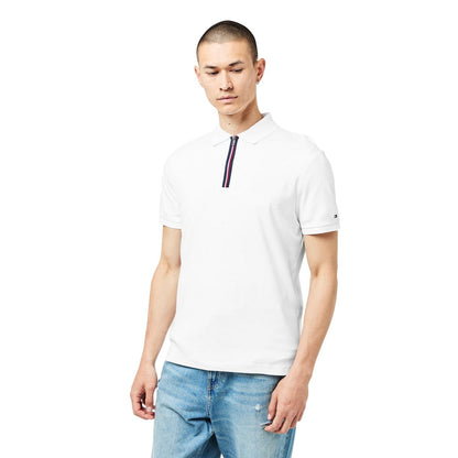White - Side - Tommy Hilfiger Mens Quarter Zip Polo Shirt